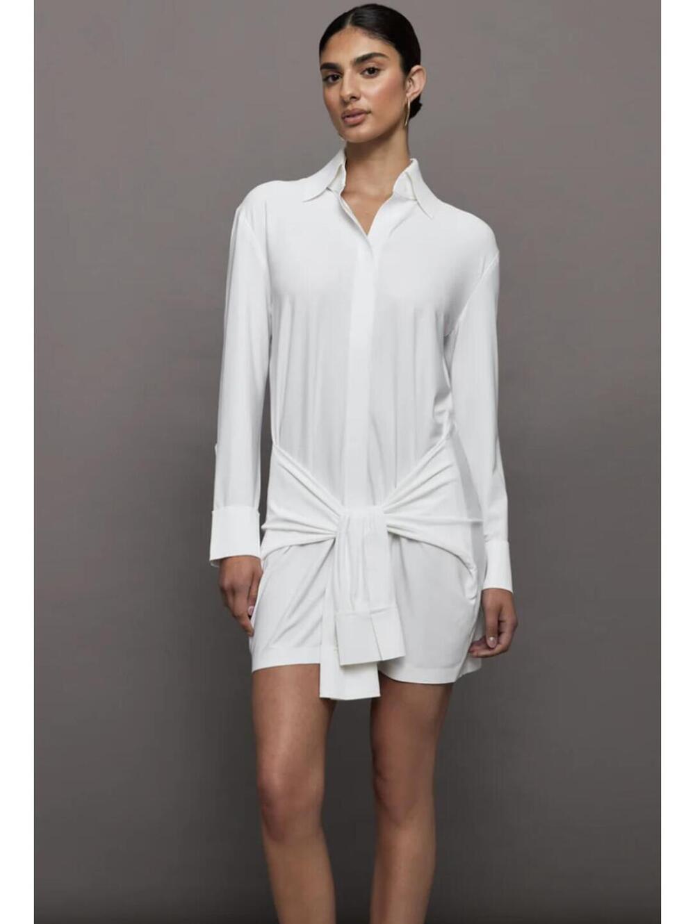 Norma Kamali Women's Four Sleeve Nk Shirt Mini Dress, Medium